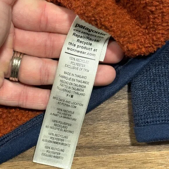 Patagonia Better Sweater 1/4 Zip Jacket Mens XL Two Tone Knit Fleece - Picture 5 of 6